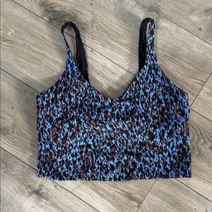 lululemon athletica Blue and Black Patterned Crop Top